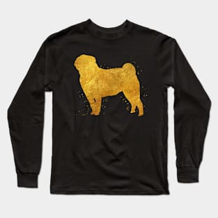 Pug dog golden art Long Sleeve T-Shirt